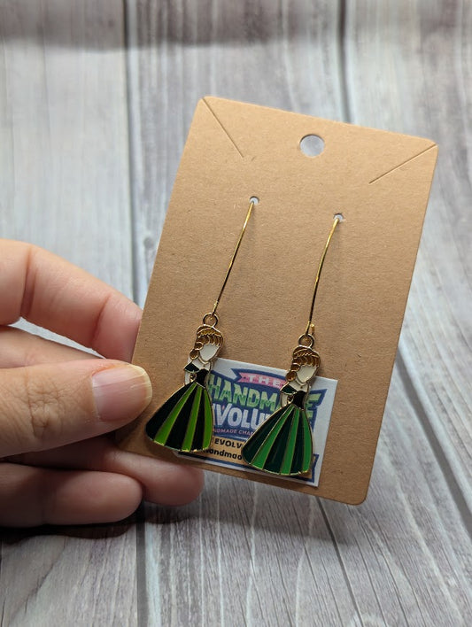 Anna Dress, Gold Hook Dangle Earrings