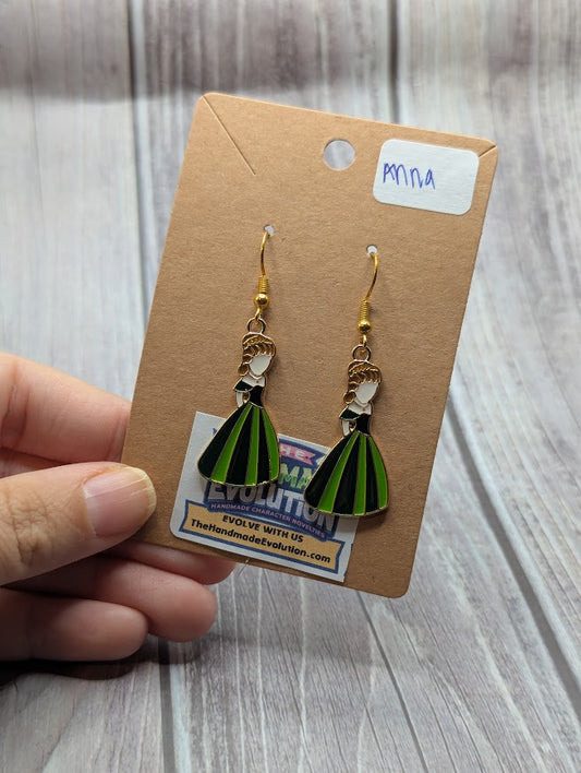 Anna Dress, Gold Long Dangle Earrings