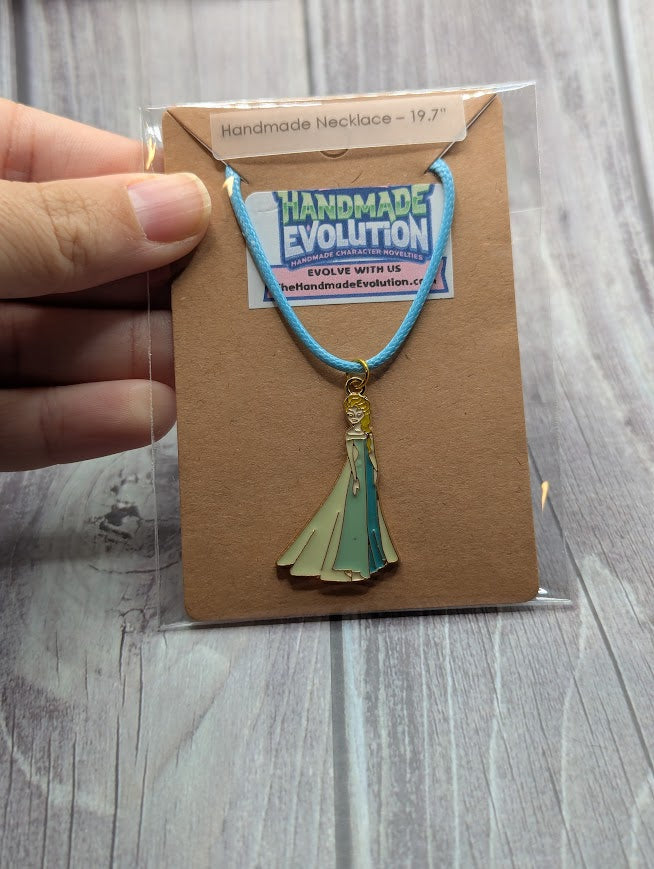 Elsa Dress, Blue Necklace