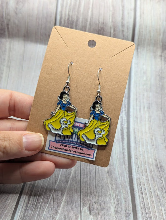 Snow White Dress, Silver Hook Dangle Earrings