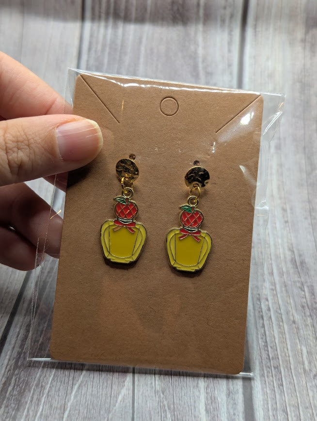 Snow White Apple Perfume, Gold Circle Stud Earrings