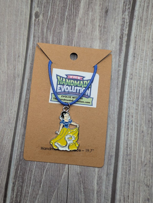 Snow White Dress, Blue Necklace