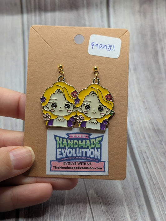 Rapunzel Flowers in Hair, Gold Dot Stud Earrings