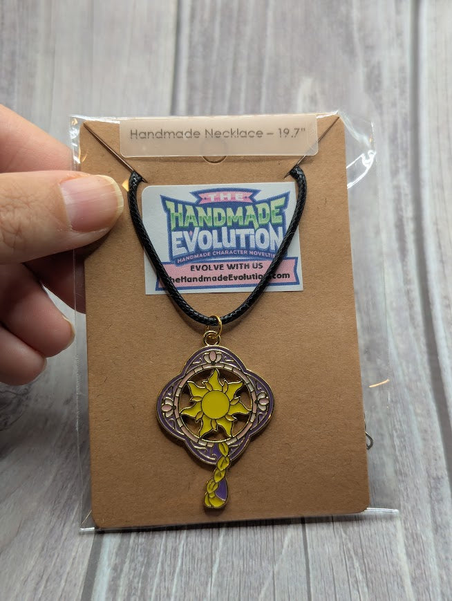 Rapunzel Sun Fan, Black Necklace