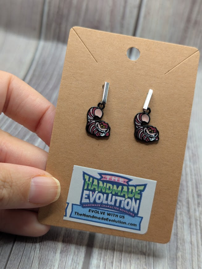 Alice in Wonderland Chesire Cat, Silver Stud Earrings