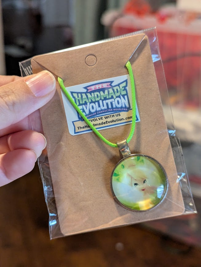 Tinkerbelle, Bezel, Light Green Necklace