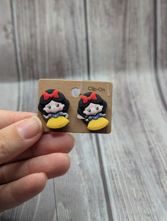 Snow White, Clip On Earrings