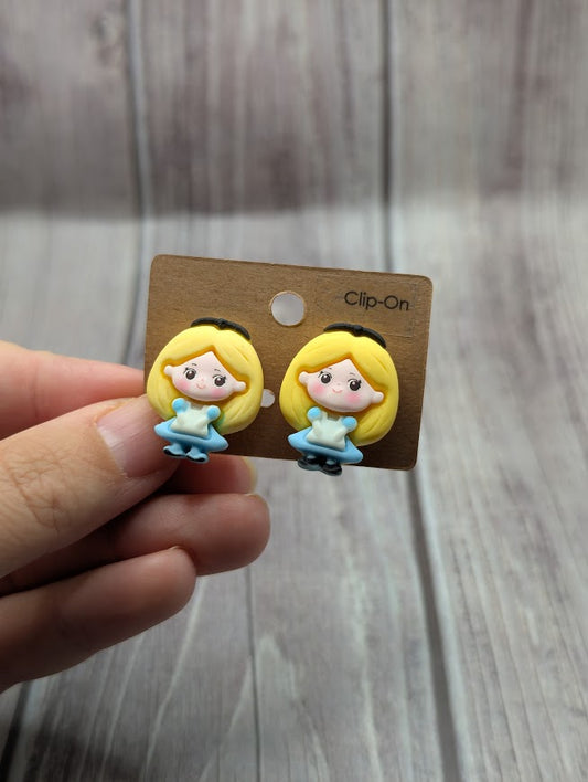 Alice in Wonderland, Clip on Earrings