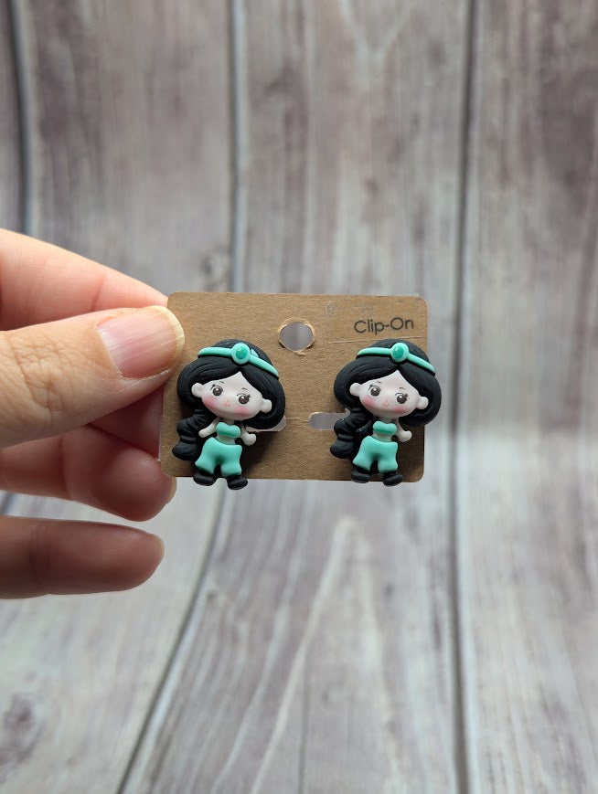 Jasmine, Aladdin, Clip on Earrings