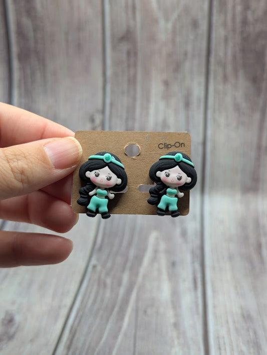 Jasmine, Aladdin, Clip on Earrings