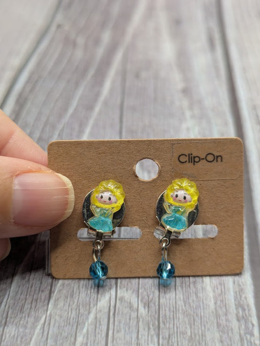 Elsa, Frozen, Clip on Earrings with Bead