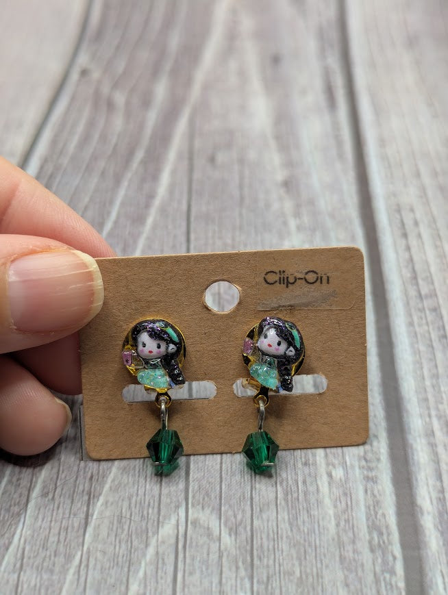 Jasmine, Aladdin, Clip on Earrings with Bead