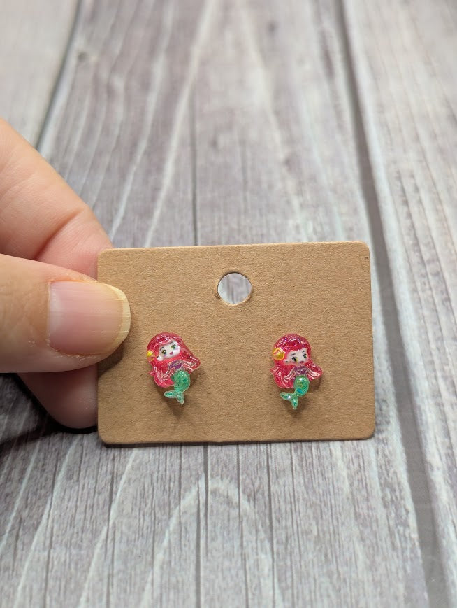 Ariel, Mermaid, Mini Stud Earrings