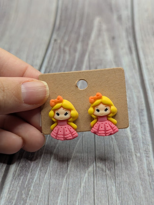 Yellow Hair Princess, Stud Earrings