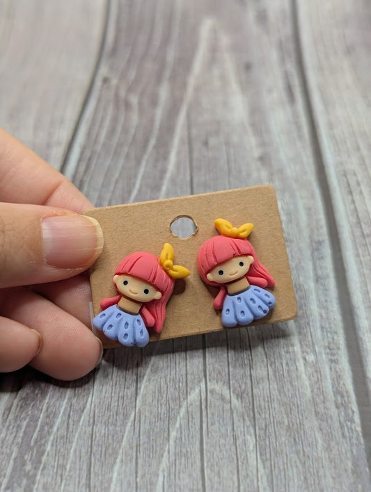 Red Hair Princess, Stud Earrings