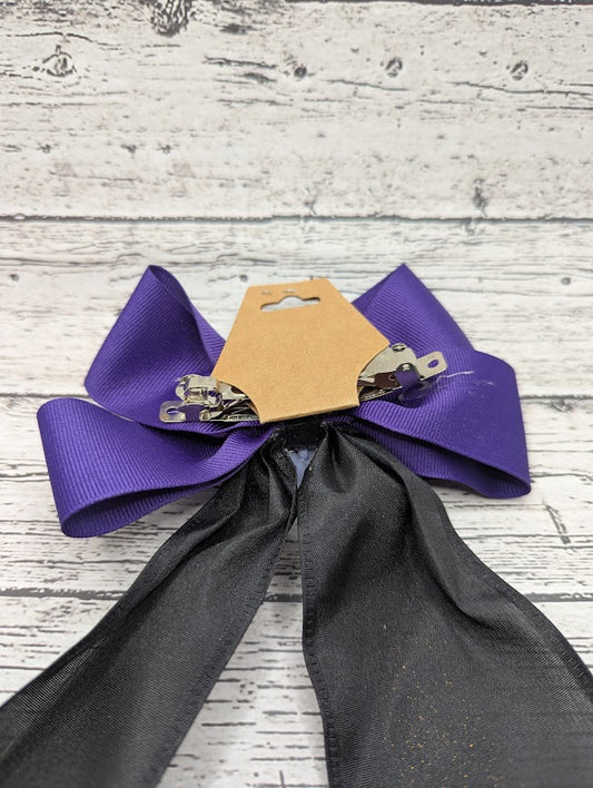 Ursula Bow, Black, Purple, Gold, Sparkle Hair Clip