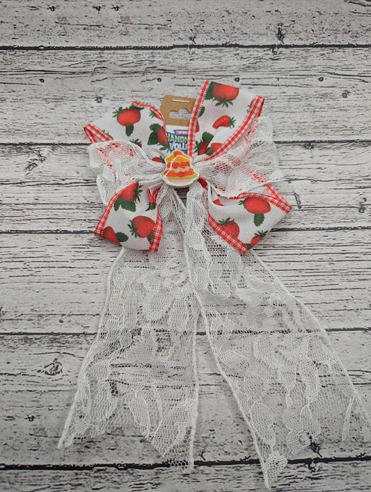 Strawberry Shortcake Bow, Lace, Food, Hair Clip