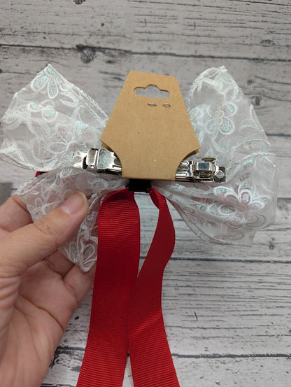Hello Kitty Bow, Lace, Red, Hair Clip