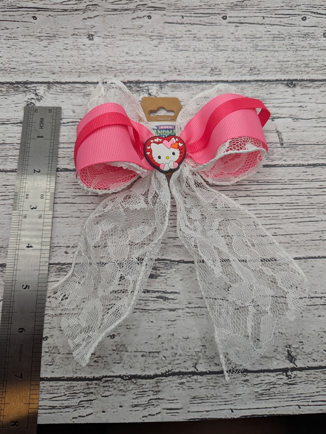 Hello Kitty Heart Bow, Pink, Lace, Hair Clip