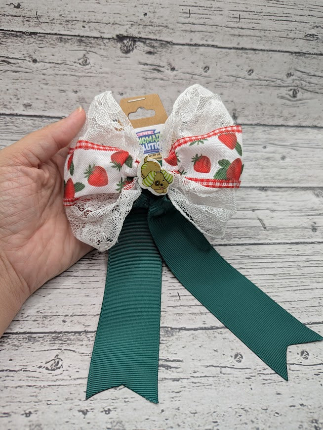 Strawberry Shortcake Dog Bow, Lace, Green, Hair Clip