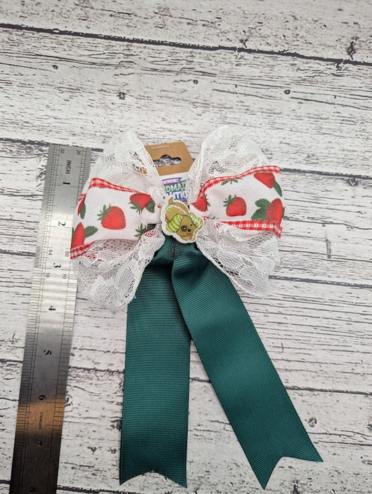Strawberry Shortcake Dog Bow, Lace, Green, Hair Clip