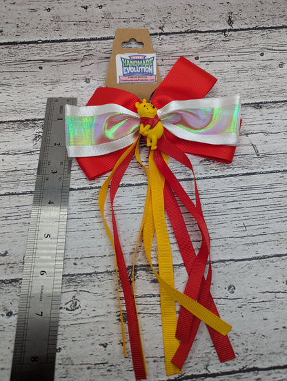 Winnie the Pooh Bow, Red, Orange, Hair Tie
