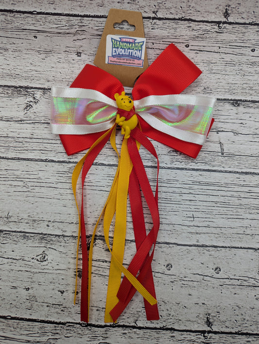 Winnie the Pooh Bow, Red, Orange, Hair Tie