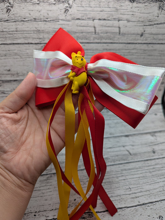 Winnie the Pooh Bow, Red, Orange, Hair Tie