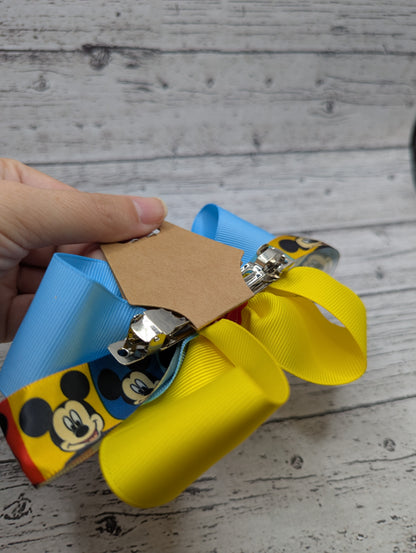 Mickey Bow, Blue, Yellow, Red, Hair Clip