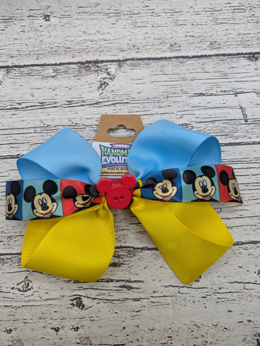 Mickey Bow, Blue, Yellow, Red, Hair Clip