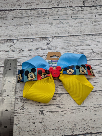 Mickey Bow, Blue, Yellow, Red, Hair Clip