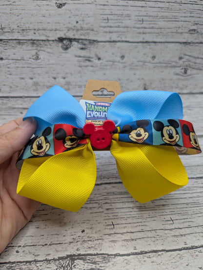 Mickey Bow, Blue, Yellow, Red, Hair Clip