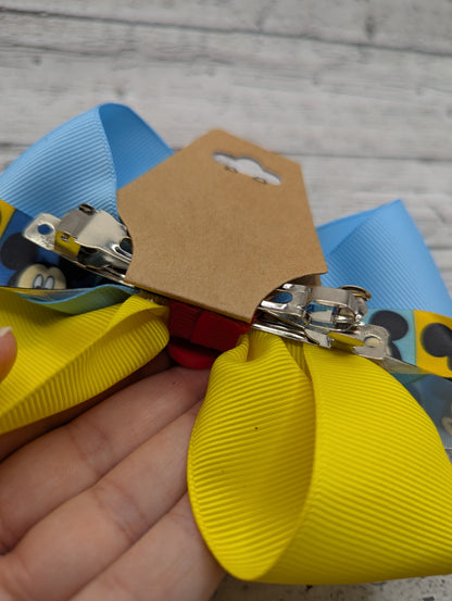 Mickey Bow, Blue, Yellow, Red, Hair Clip