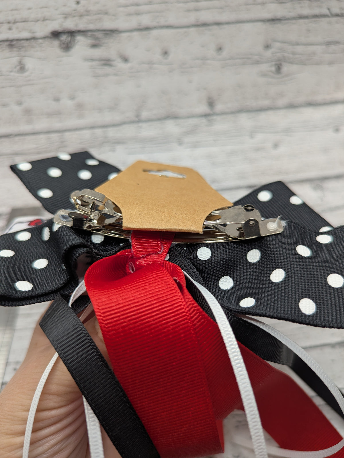 Hello Kitty Bow, Red, Black, White, Polka Dot  Hair Clip