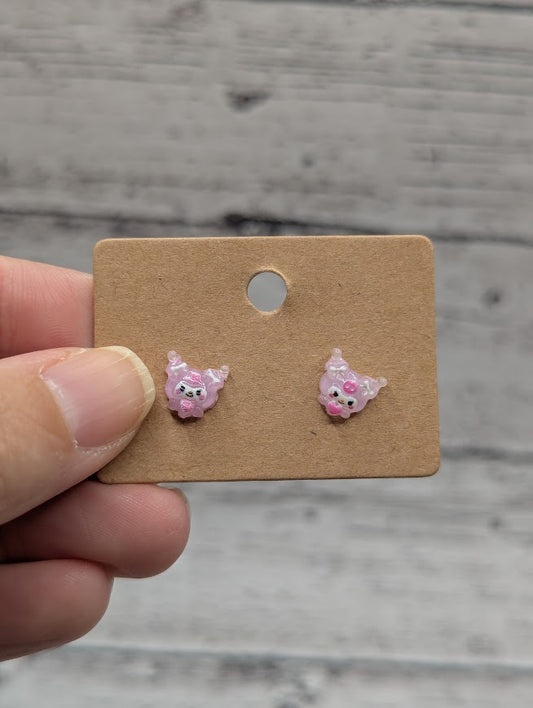 Kuromi Pink Face, Mini Stud Earrings