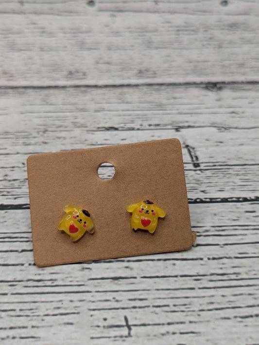 Pompompurin Winking with Heart, Mini Stud Earrings