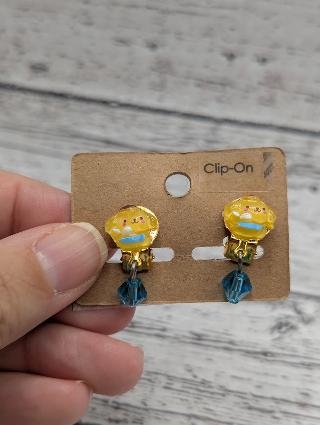 Pompompurin Clip On Earrings, Blue Shirt