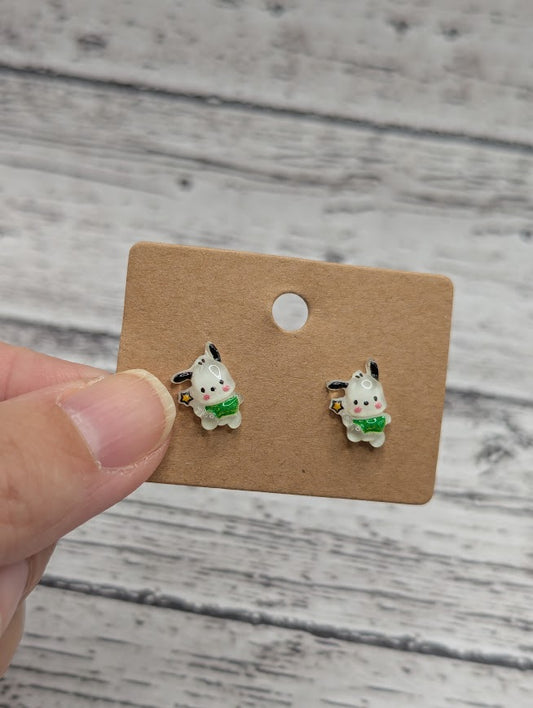 Pochacco Green Outfit Star, Mini Stud Earrings