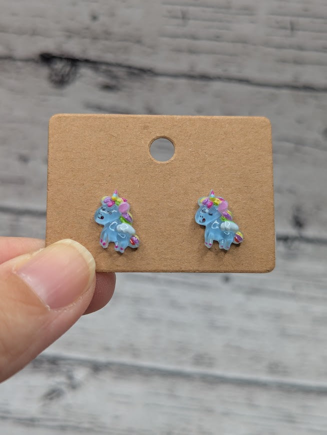 Unicorn Mini Stud Earrings, Multiple Color Options