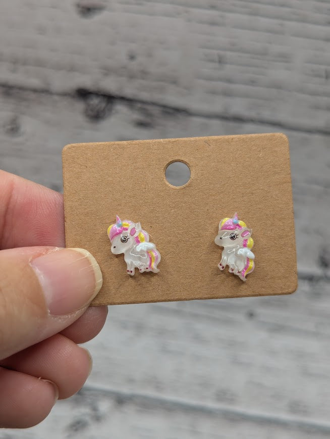 Unicorn Mini Stud Earrings, Multiple Color Options