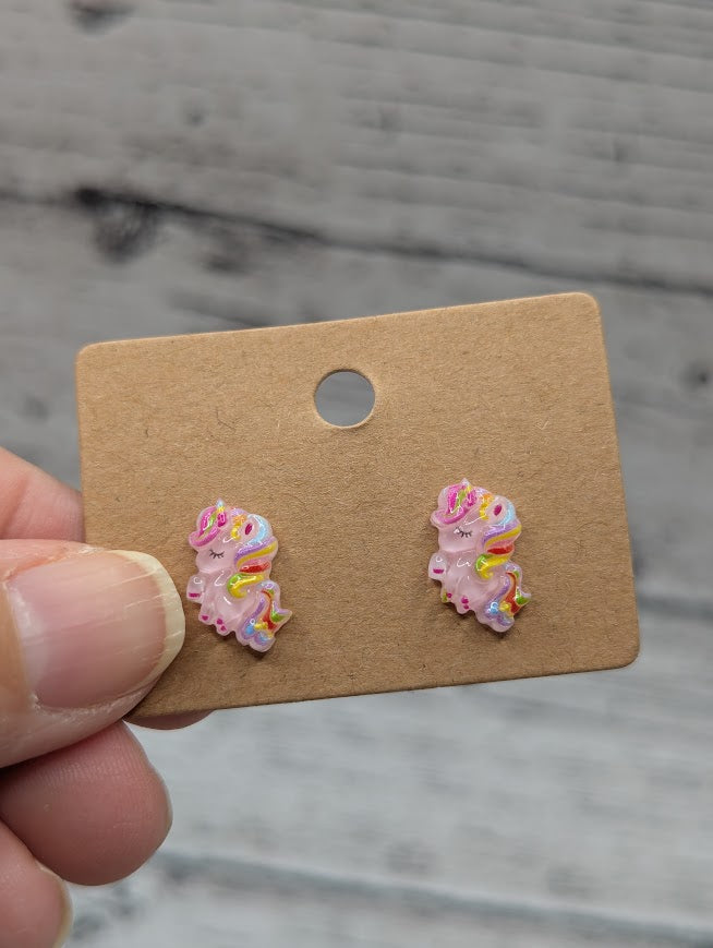 Unicorn Mini Stud Earrings, Multiple Color Options