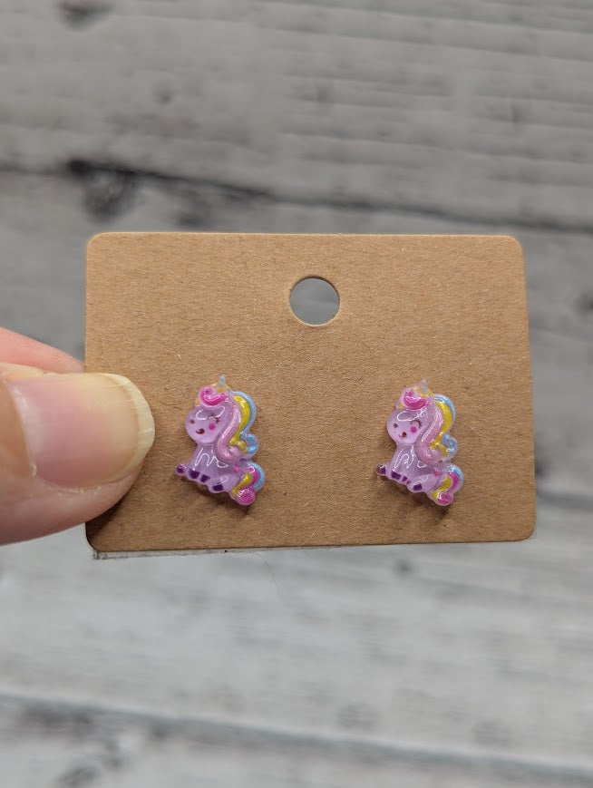 Unicorn Mini Stud Earrings, Multiple Color Options