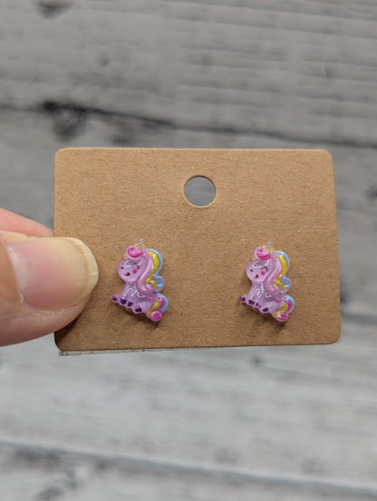 Unicorn Mini Stud Earrings, Multiple Color Options