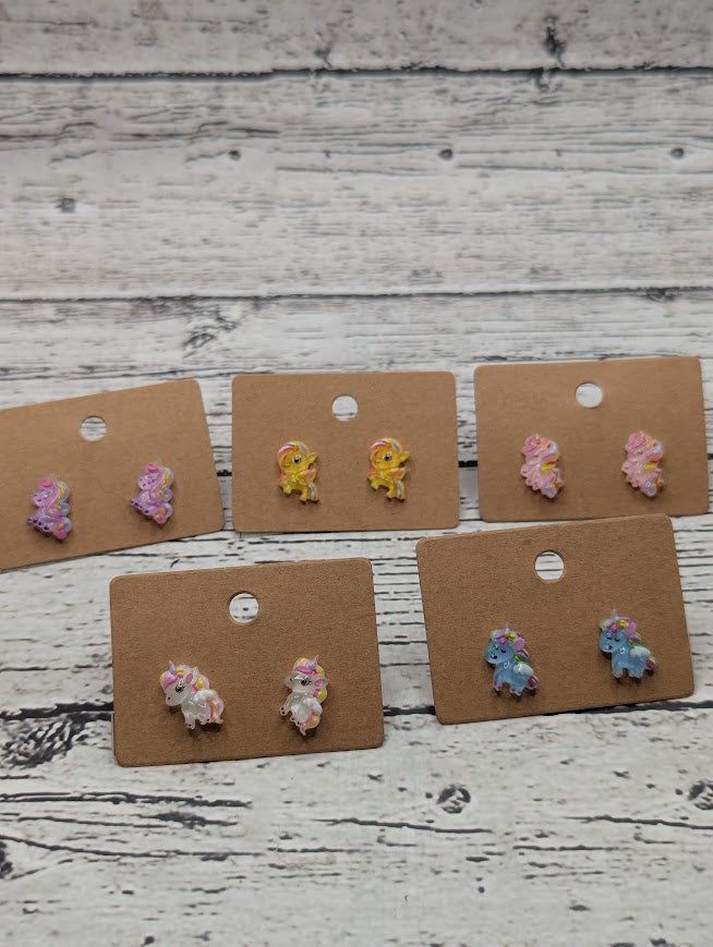 Unicorn Mini Stud Earrings, Multiple Color Options