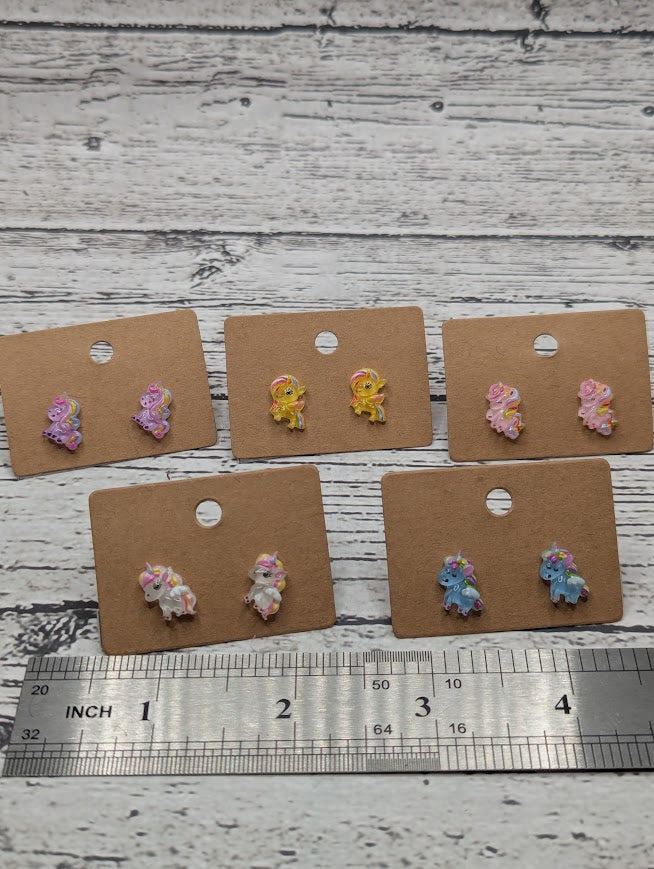 Unicorn Mini Stud Earrings, Multiple Color Options