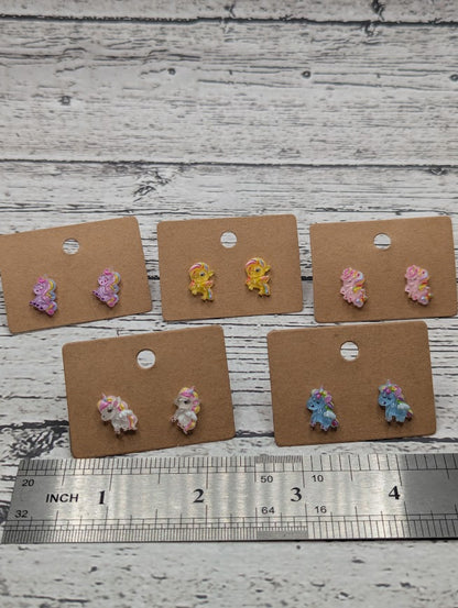 Unicorn Mini Stud Earrings, Multiple Color Options