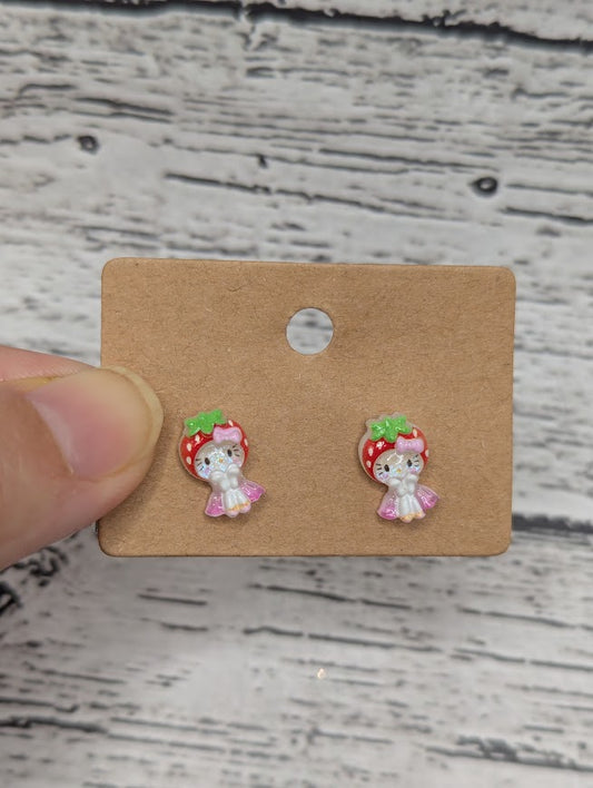 Hello Kitty Strawberry with Bow Mini Stud Earrings