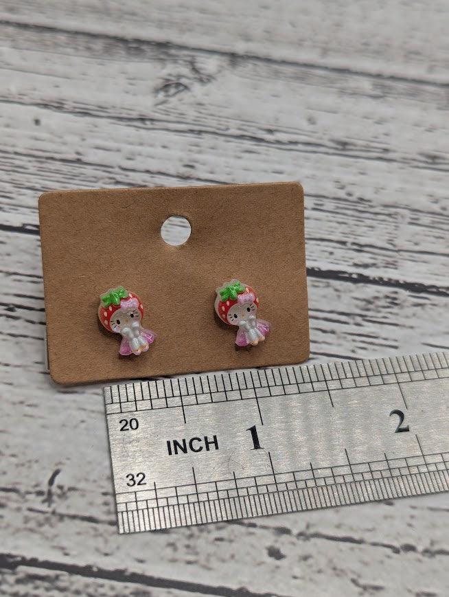 Hello Kitty Strawberry with Bow Mini Stud Earrings