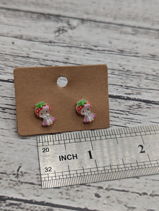 Hello Kitty Strawberry with Bow Mini Stud Earrings
