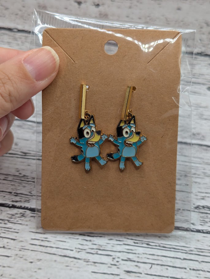 Bluey Dancing, Gold Bar Earrings